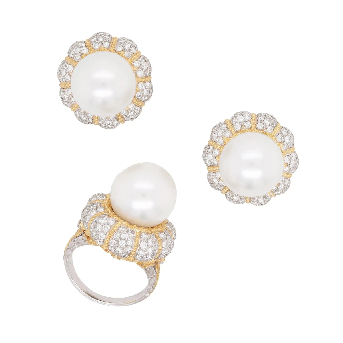 Buccellati, 18K Gold Pearl Diamond Ring