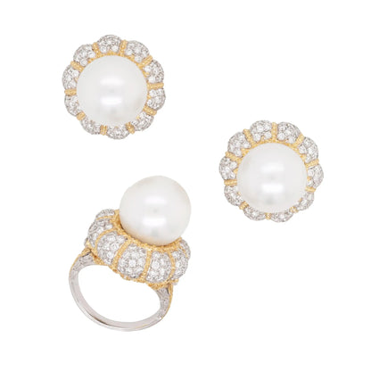 Buccellati, 18K Gold Pearl Diamond Ring