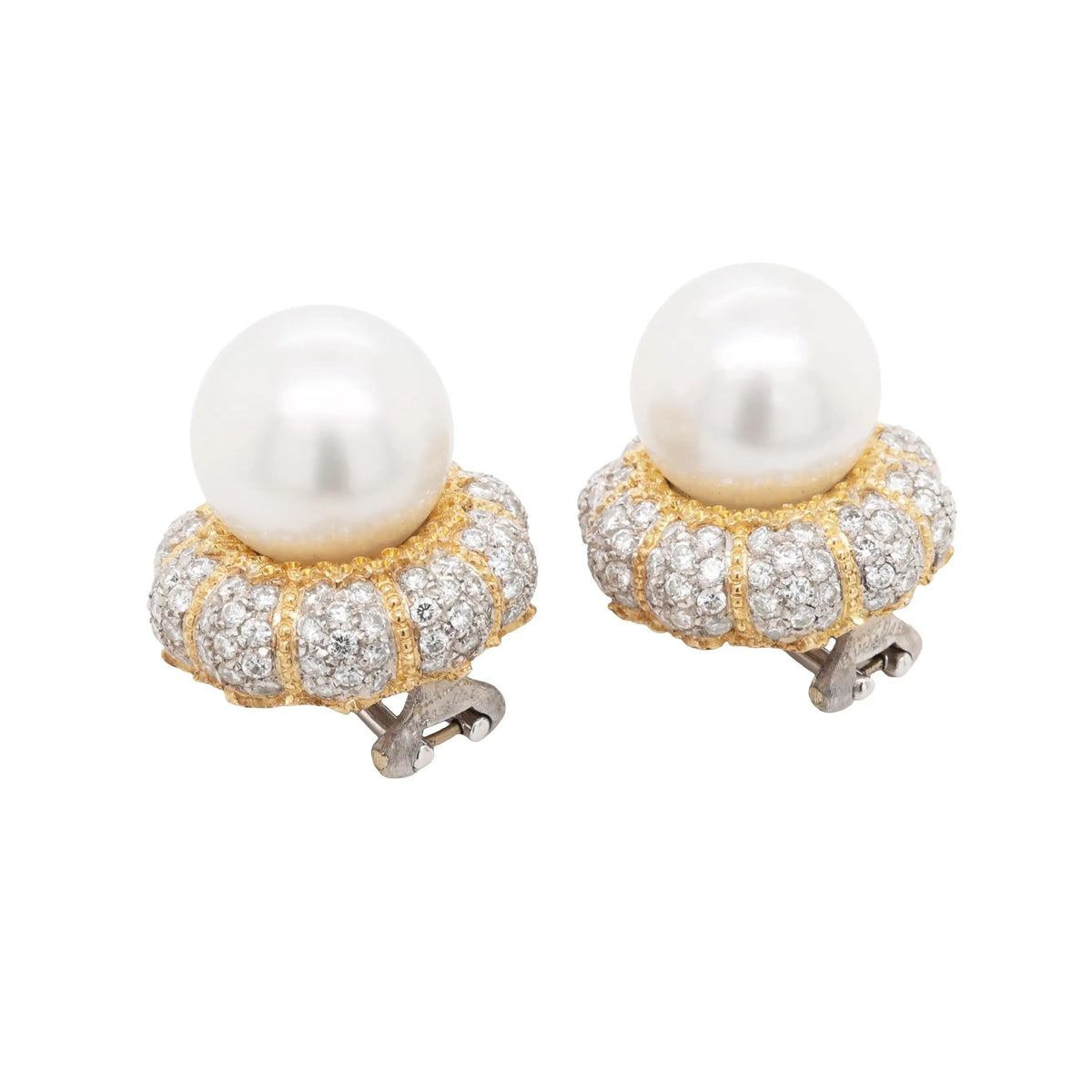 Buccellati, 18K Gold Pearl Diamond Earrings