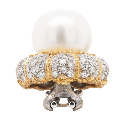Buccellati, 18K Gold Pearl Diamond Earrings