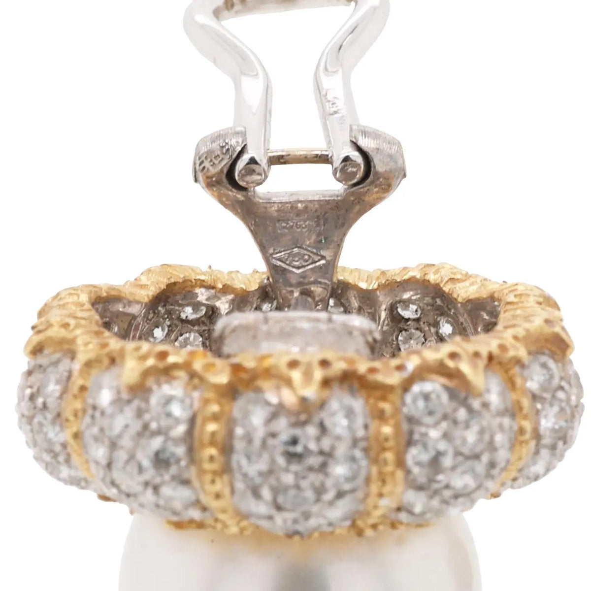 Buccellati, 18K Gold Pearl Diamond Earrings