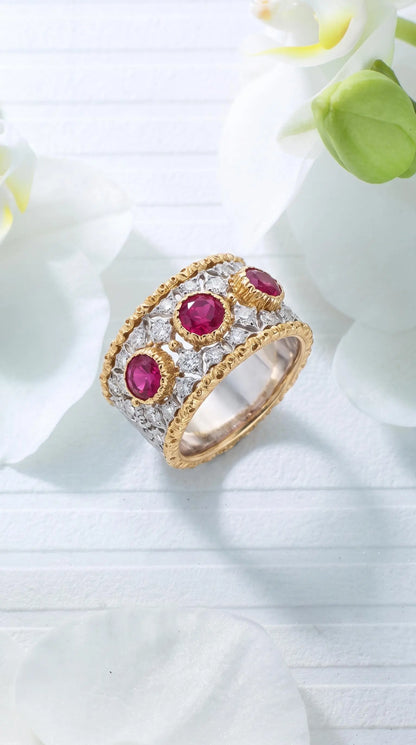 Buccellati, 18K Gold Ruby Diamond Ring