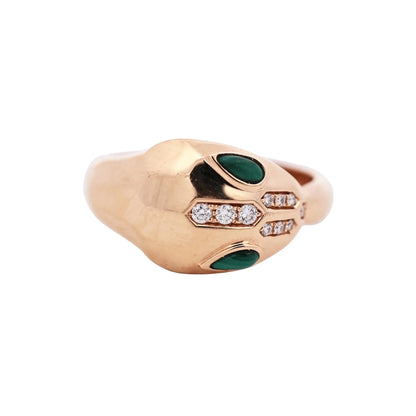 Bvlgari, 18K Gold Malachite Diamond Serpenti Ring