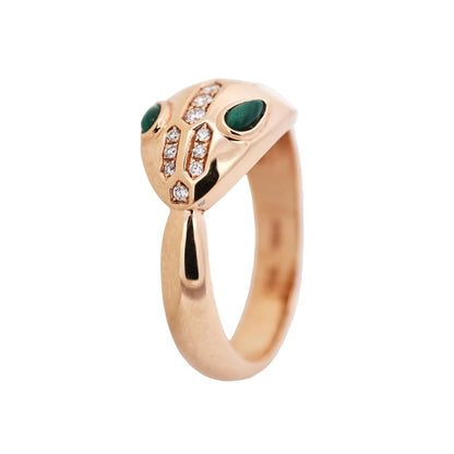 Bvlgari, 18K Gold Malachite Diamond Serpenti Ring