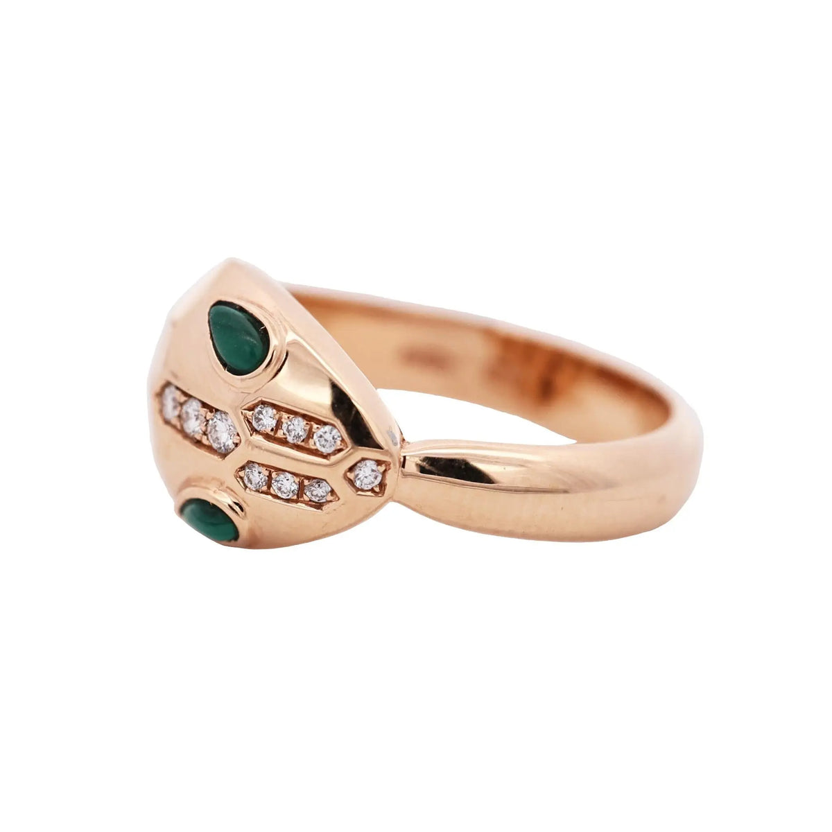 Bvlgari, 18K Gold Malachite Diamond Serpenti Ring