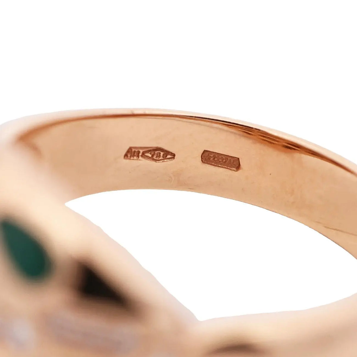 Bvlgari, 18K Gold Malachite Diamond Serpenti Ring