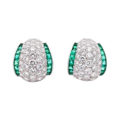 Oscar Heyman, Platinum Emerald Diamond Earrings