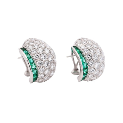 Oscar Heyman, Platinum Emerald Diamond Earrings