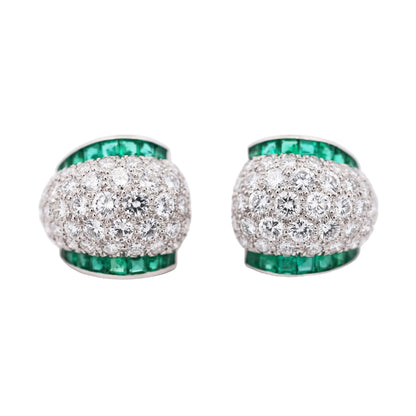 Oscar Heyman, Platinum Emerald Diamond Earrings