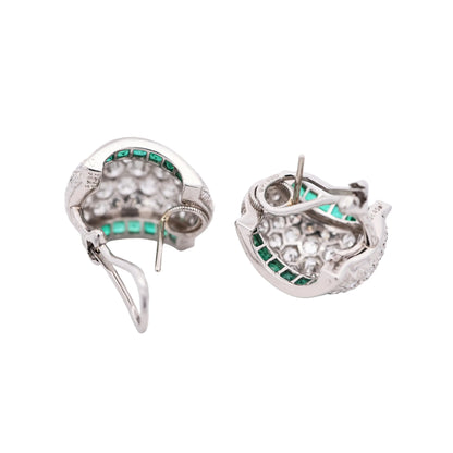 Oscar Heyman, Platinum Emerald Diamond Earrings