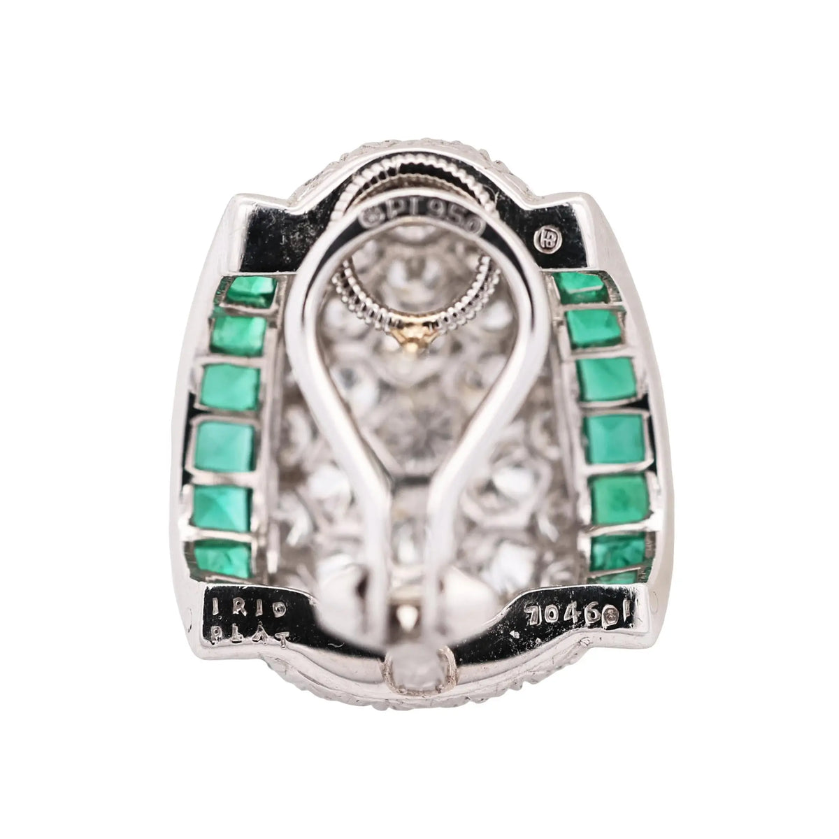 Oscar Heyman, Platinum Emerald Diamond Earrings