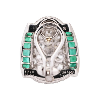 Oscar Heyman, Platinum Emerald Diamond Earrings