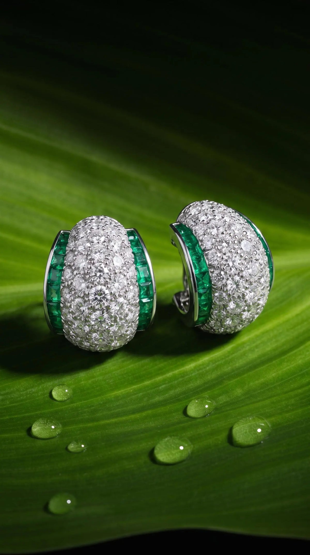 Oscar Heyman, Platinum Emerald Diamond Earrings