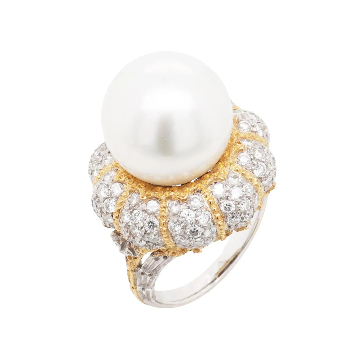 Buccellati, 18K Gold Pearl Diamond Ring