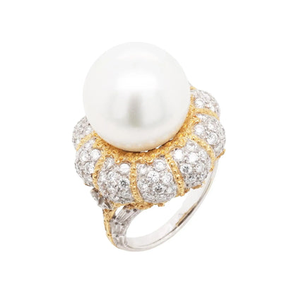 Buccellati, 18K Gold Pearl Diamond Ring