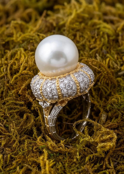 Buccellati, 18K Gold Pearl Diamond Ring