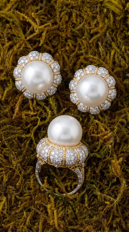 Buccellati, 18K Gold Pearl Diamond Ring