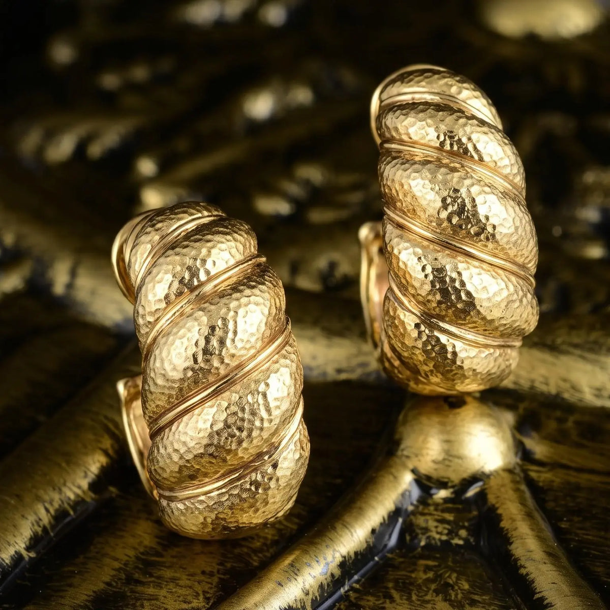 David Webb, Platinum 18K Gold Earrings
