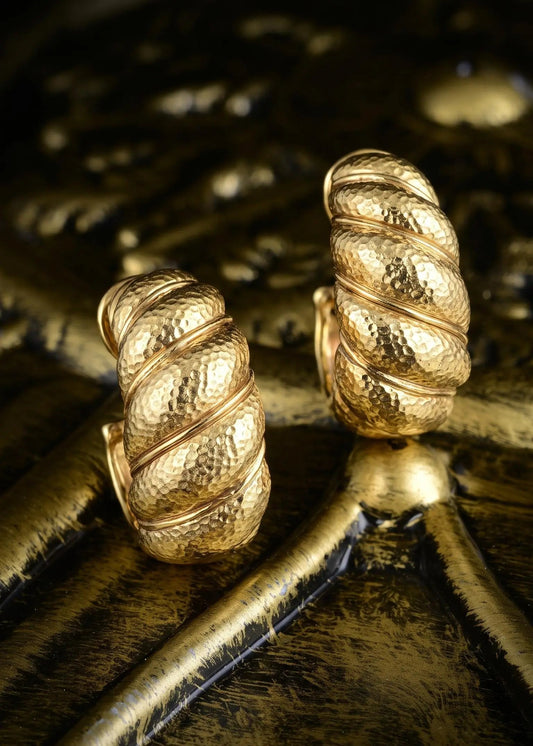 David Webb, Platinum 18K Gold Earrings