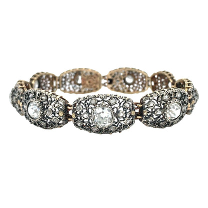 M. Buccellati, Silver-topped Gold Diamond Bracelet and Earrings