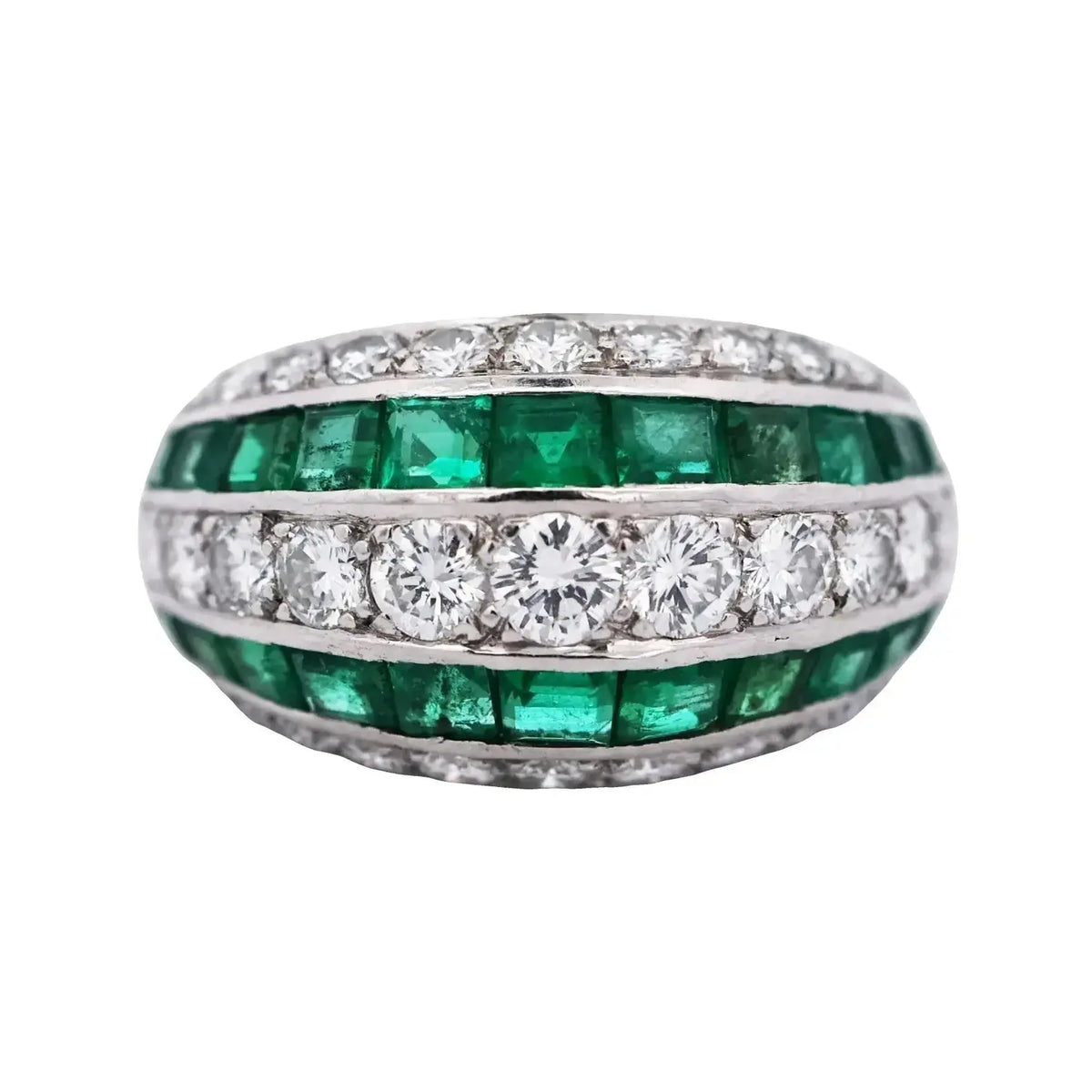Oscar Heyman, Platinum Emerald Diamond Ring, Certificate
