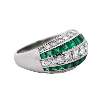 Oscar Heyman, Platinum Emerald Diamond Ring, Certificate