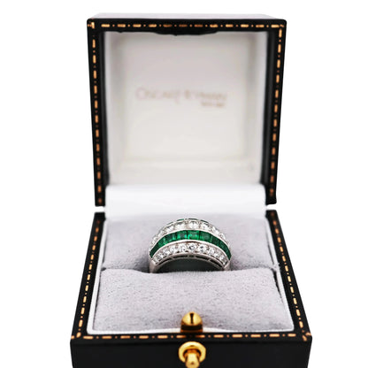 Oscar Heyman, Platinum Emerald Diamond Ring, Certificate