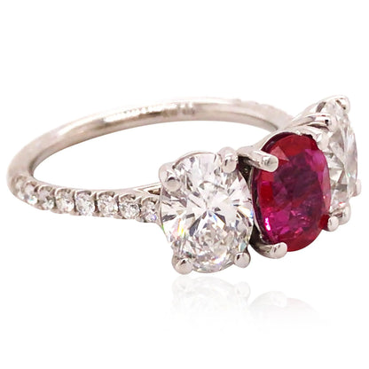 Platinum 1.64ct Burma no-heat Ruby Diamond Ring, GIA