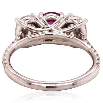 Platinum 1.64ct Burma no-heat Ruby Diamond Ring, GIA