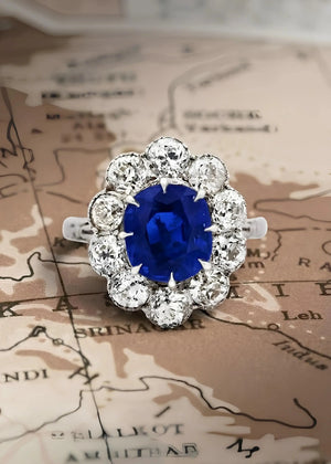 Platinum 3.94ct Kashmir Sapphire Diamond Ring, SSEF, AGL, Gubelin