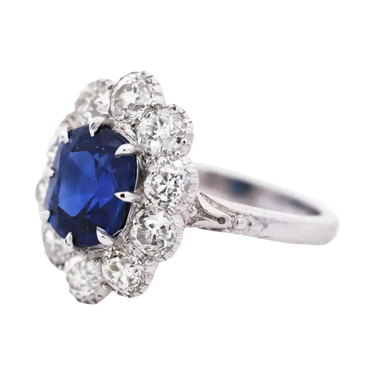 Platinum 3.94ct Kashmir Sapphire Diamond Ring, SSEF, AGL, Gubelin