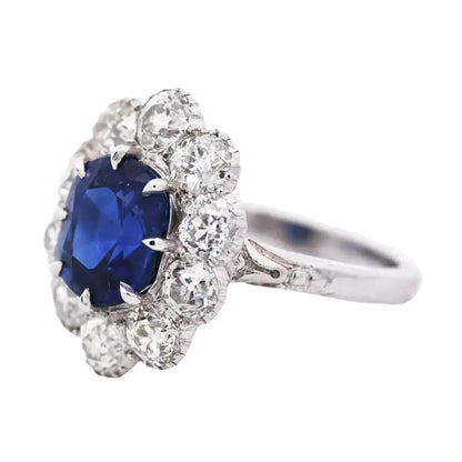 Platinum 3.94ct Kashmir Sapphire Diamond Ring, SSEF, AGL, Gubelin