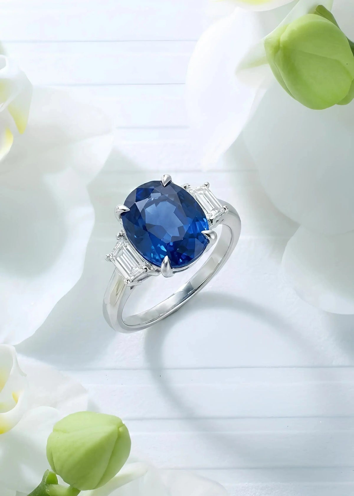 Platinum Burma no-heat Sapphire Diamond Ring, GIA