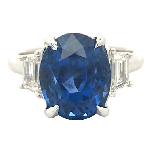 Platinum Burma no-heat Sapphire Diamond Ring, GIA