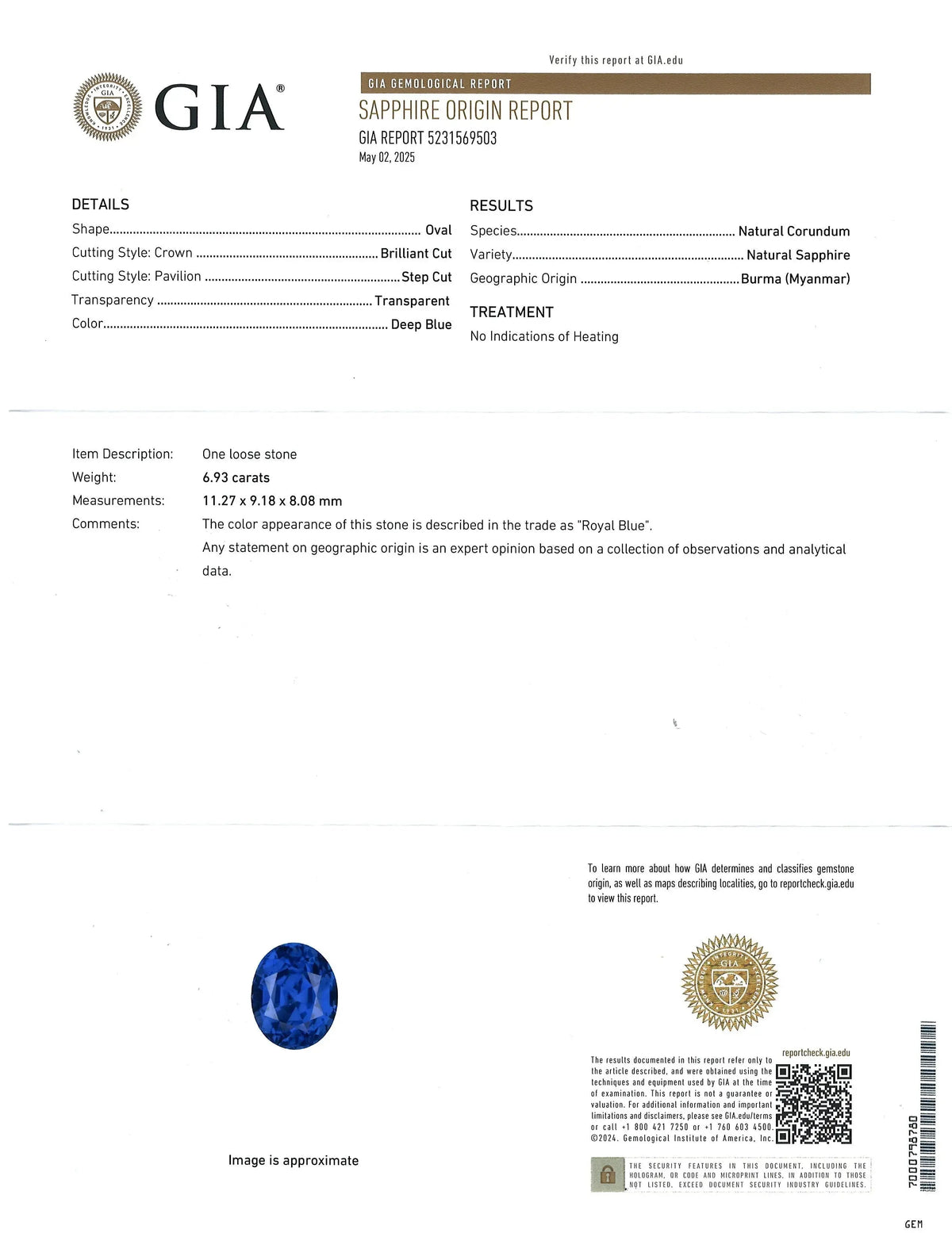 Platinum Burma no-heat Sapphire Diamond Ring, GIA
