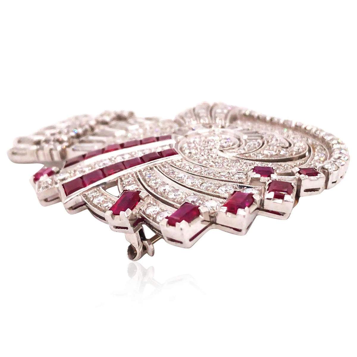 Platinum Ruby Diamond Brooch