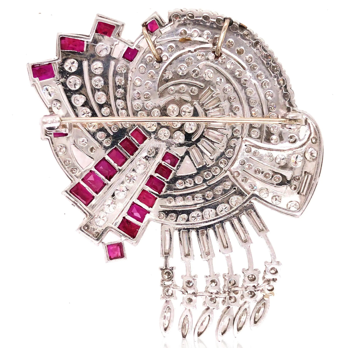 Platinum Ruby Diamond Brooch