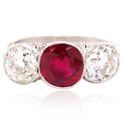 Tiffany 1.54ct Classic Burma no-heat Ruby Platinum Diamond Ring, AGL