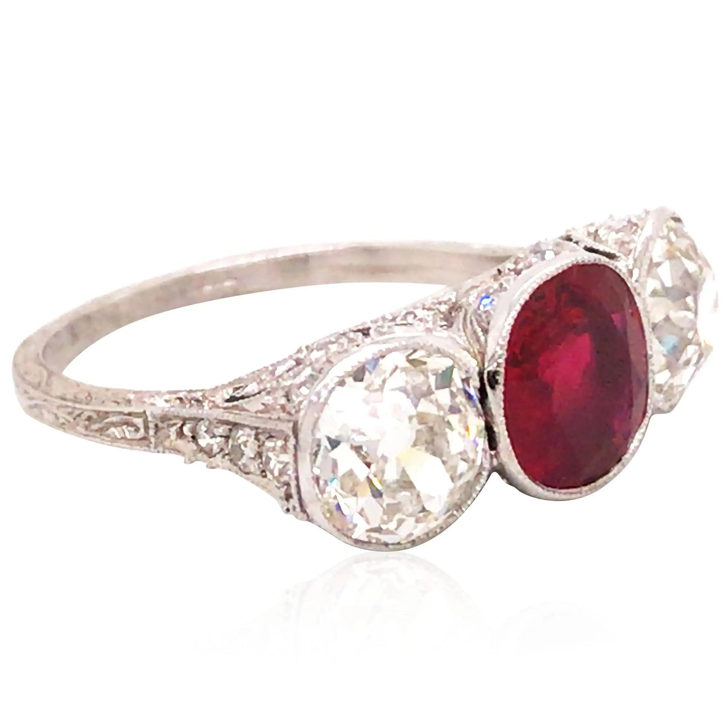 Tiffany 1.54ct Classic Burma no-heat Ruby Platinum Diamond Ring, AGL