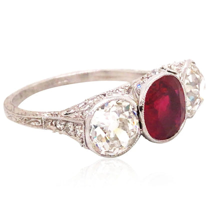 Tiffany 1.54ct Classic Burma no-heat Ruby Platinum Diamond Ring, AGL