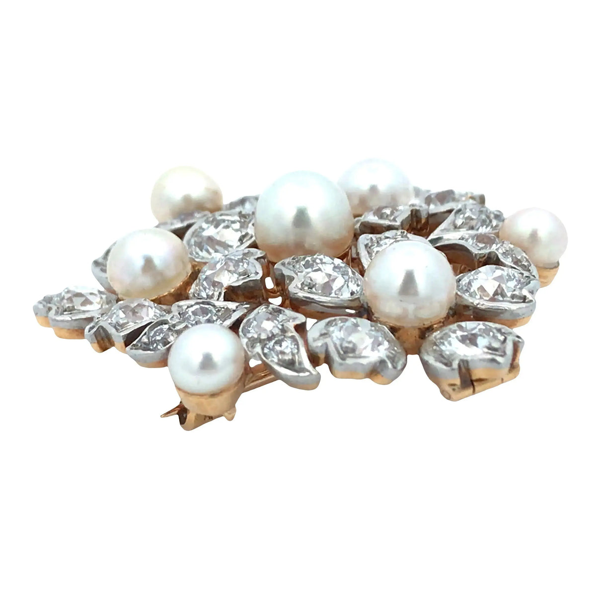 Tiffany, 18K Gold Natural Pearl Diamond Necklace, GIA