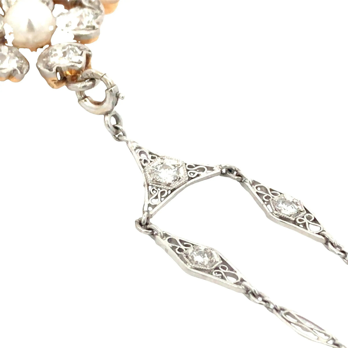 Tiffany, 18K Gold Natural Pearl Diamond Necklace, GIA