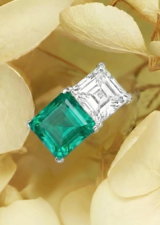 Tiffany, Platinum 4.25ct Colombia Minor Emerald 5.15ct Diamond Ring, GIA, AGL
