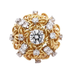 Van Cleef & Arpels, Platinum 18K Gold Diamond Dome Ring