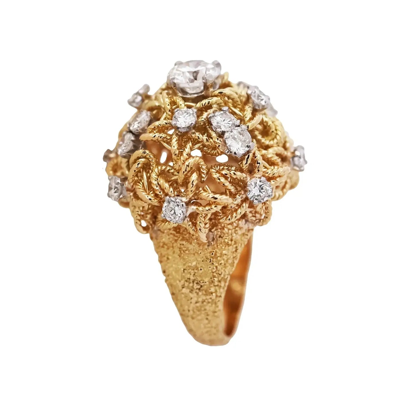 Van Cleef & Arpels, Platinum 18K Gold Diamond Dome Ring