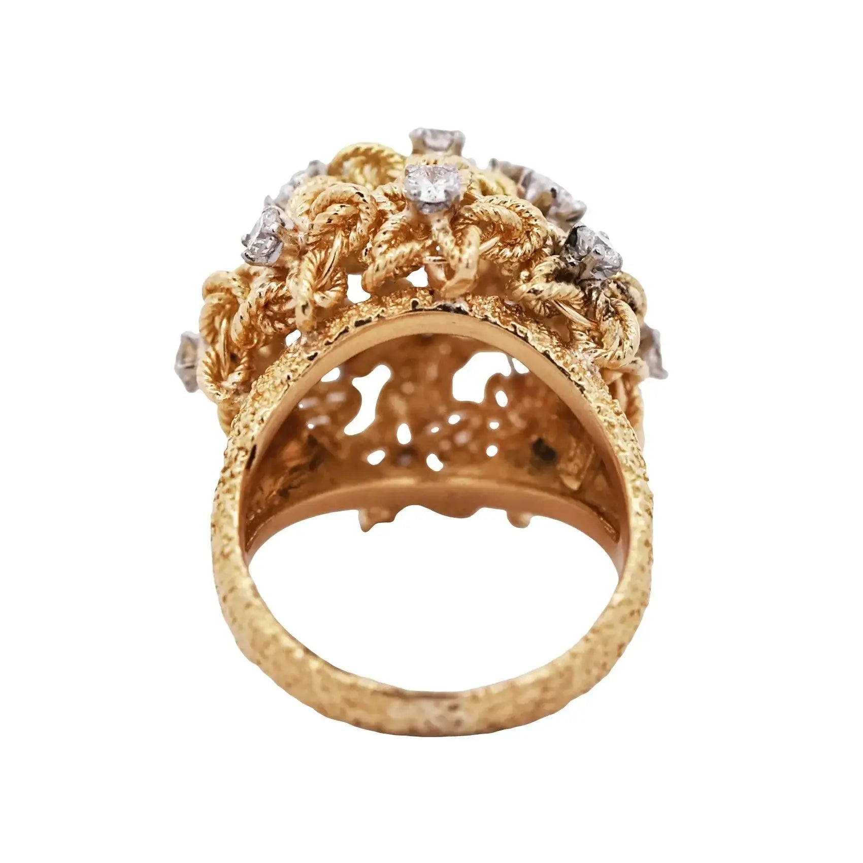 Van Cleef & Arpels, Platinum 18K Gold Diamond Dome Ring