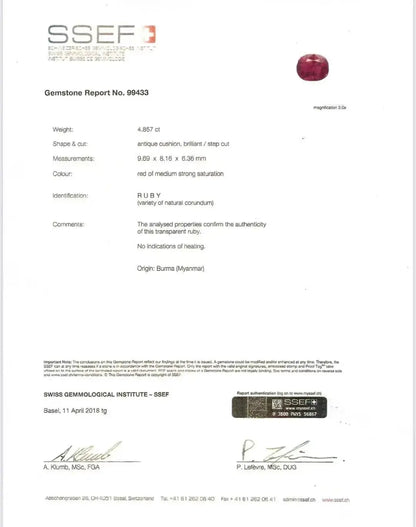 Chaumet, 4.81ct Burma no-heat Ruby Diamond Ring, AGL Chaumet