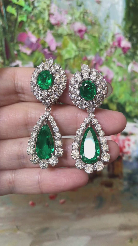 Van Cleef & Arpels, Platinum Emerald Diamond Earrings, AGL, SSEF