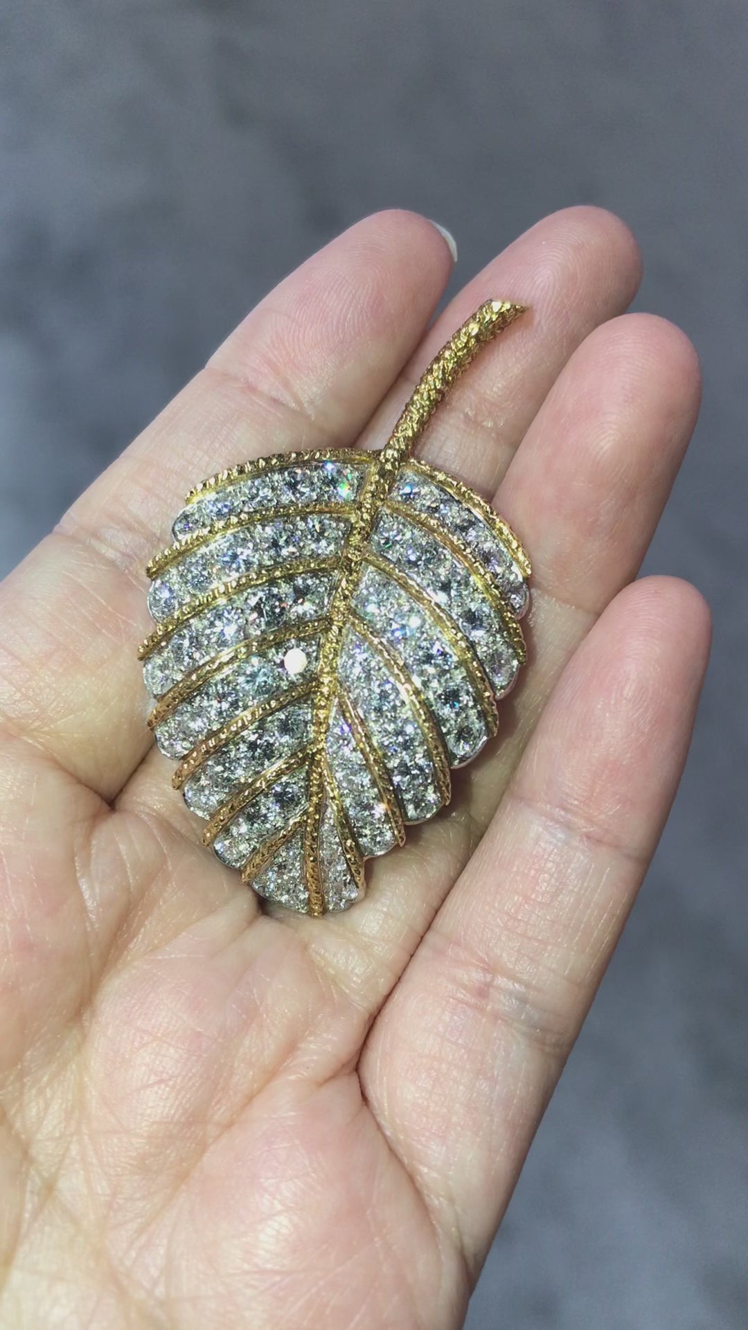 Van Cleef & Arpels, 18K Gold Diamond Leaf Brooch, IAJA