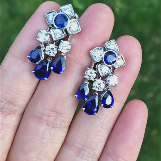 Graff, 18K Gold Sapphire Diamond Earrings